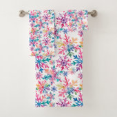 Watercolor Snowflakes Pattern Badhandtuch Set (Insitu)