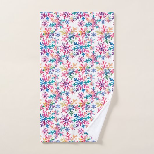Watercolor Snowflakes Pattern Badhandtuch Set (Handtuch)