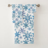 Watercolor Snowflakes Pattern Badhandtuch Set (Insitu)