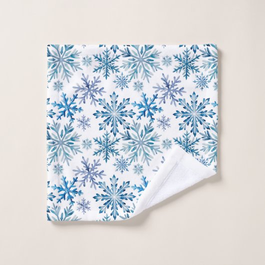 Watercolor Snowflakes Pattern Badhandtuch Set (Waschlappen)