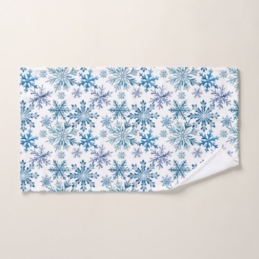 Watercolor Snowflakes Pattern Badhandtuch Set (Handtuch)
