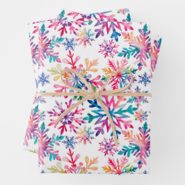 Watercolor Snowflakes Pattern Geschenkpapier Set
