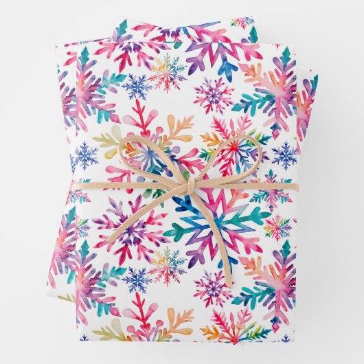 Watercolor Snowflakes Pattern Geschenkpapier Set (Beispiel)
