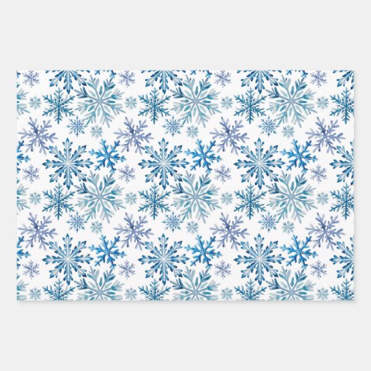 Watercolor Snowflakes Pattern Geschenkpapier Set (Vorderseite 3)