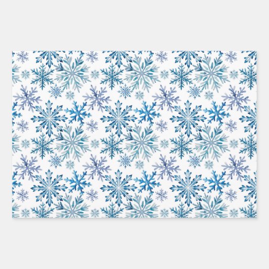 Watercolor Snowflakes Pattern Geschenkpapier Set (Vorderseite)