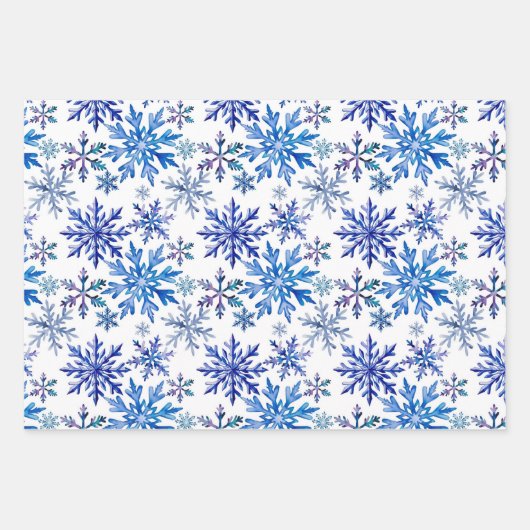 Watercolor Snowflakes Pattern Geschenkpapier Set (Vorderseite 2)