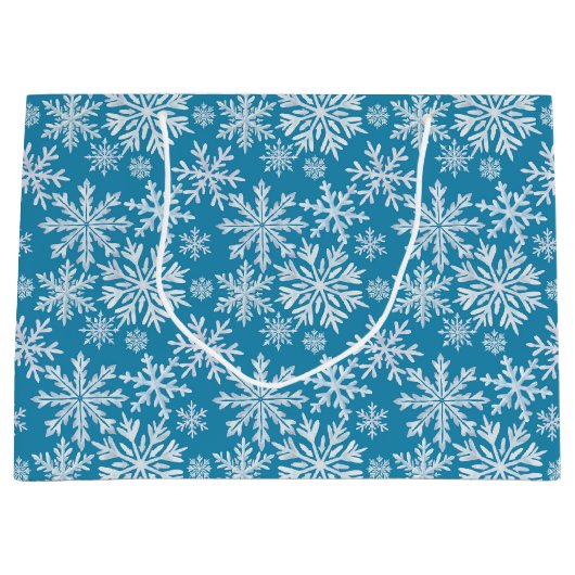 Watercolor Snowflakes Pattern Große Geschenktüte (Vorderseite)