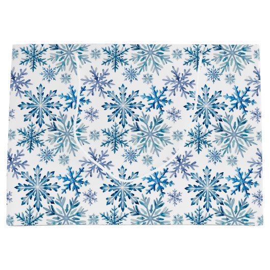 Watercolor Snowflakes Pattern Große Geschenktüte (Vorderseite)