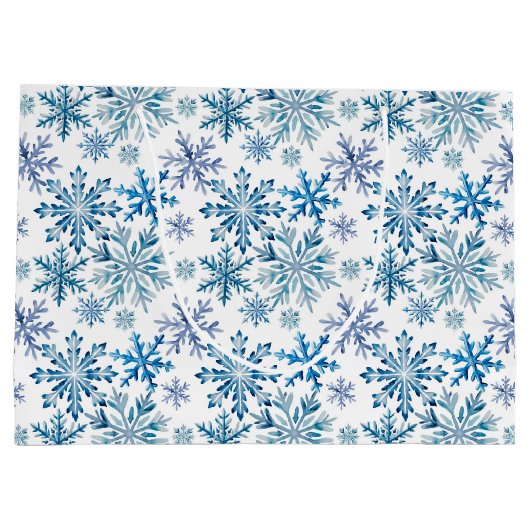 Watercolor Snowflakes Pattern Große Geschenktüte (Rückseite)