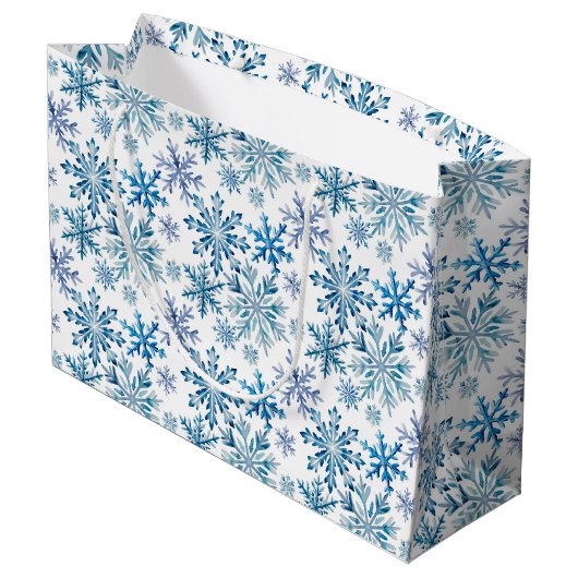 Watercolor Snowflakes Pattern Große Geschenktüte (Rückseite Schrägansicht)