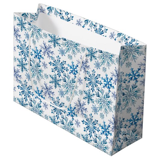 Watercolor Snowflakes Pattern Große Geschenktüte (Vorderseite Schrägansicht)