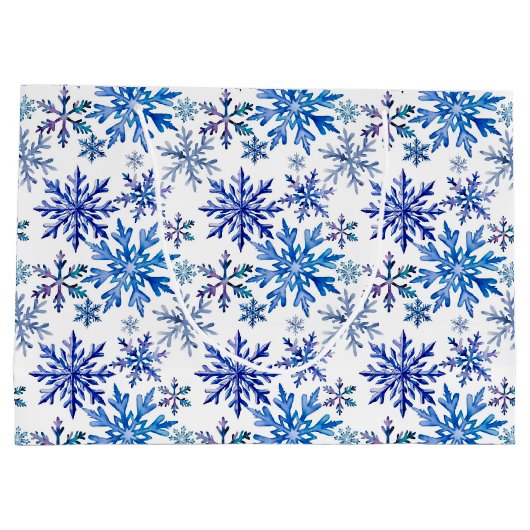 Watercolor Snowflakes Pattern Große Geschenktüte (Rückseite)