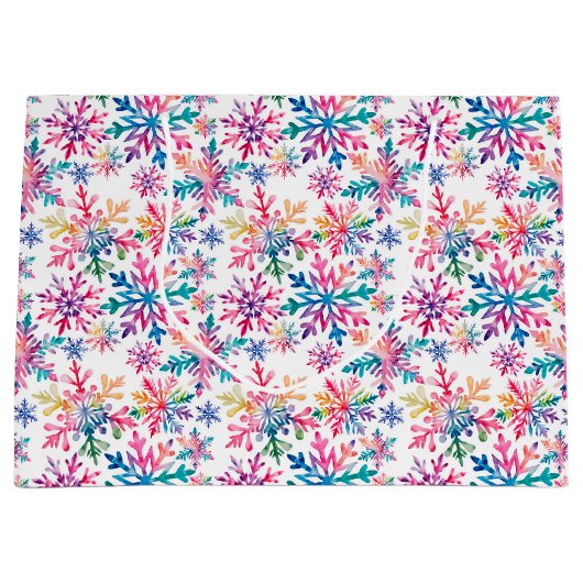 Watercolor Snowflakes Pattern Große Geschenktüte (Vorderseite)