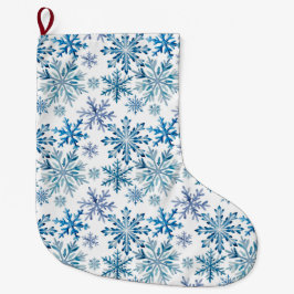 Watercolor Snowflakes Pattern Großer Weihnachtsstrumpf