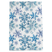 Watercolor Snowflakes Pattern Mittlere Geschenktüte (Rückseite)