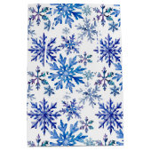 Watercolor Snowflakes Pattern Mittlere Geschenktüte (Vorderseite)