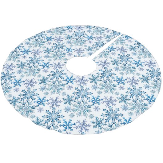 Watercolor Snowflakes Pattern Polyester Weihnachtsbaumdecke (Schrägansicht)