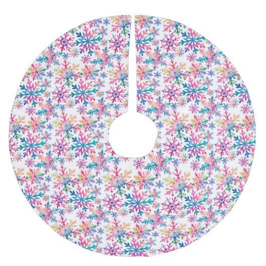 Watercolor Snowflakes Pattern Polyester Weihnachtsbaumdecke (Vorderseite)