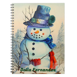 Watercolor Snowman Custom Notebook Notizblock