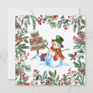 Watercolor Snowman Frohe Weihnachten