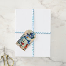 Watercolor Snowman-Geschenk-Tag
