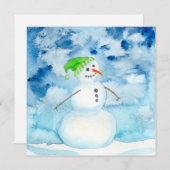 Watercolor Snowman Holiday Card Mitteilungskarte (Vorne/Hinten)