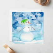 Watercolor Snowman Holiday Card Mitteilungskarte (Vorderseite/Rückseite Beispiel)