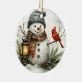 Watercolor Snowman – Lantern & Cardinal Keramik Ornament (Rechts)