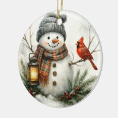 Watercolor Snowman – Lantern & Cardinal Keramik Ornament (Links)