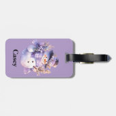 Watercolor Snowman Purple Plaid Scarf Winter ID Gepäckanhänger