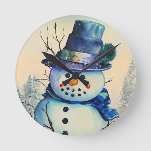Watercolor Snowman Wall Uhr (Vorderseite)