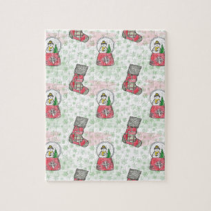 Watercolor Snowman Weihnachtsfeiertag Puzzle