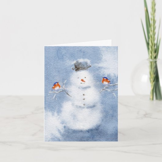 Watercolor Snowman Weihnachtskarte | festlich Karte (Vorderseite)