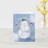Watercolor Snowman Weihnachtskarte | festlich Karte (Gelbe Blume)