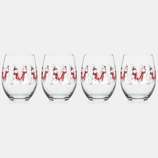 Watercolor Snowman Weinglas Ohne Stiel (Vorderseite)