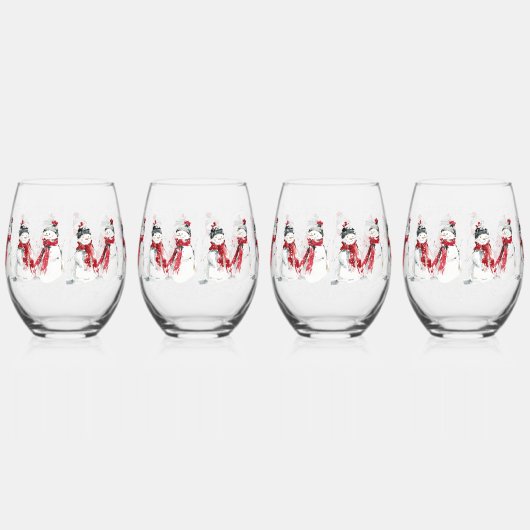 Watercolor Snowman  Weinglas Ohne Stiel (Links)