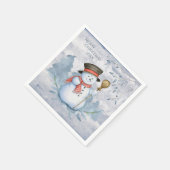 Watercolor Snowman Winter Snow Modern Christmas Serviette (Ecke)