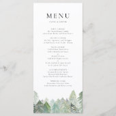 Watercolor Snowy Evergreen Woodland Winter Wedding Menükarte (Vorderseite)