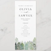 Watercolor Snowy Evergreen Woodland Winter Wedding Programm (Vorderseite)