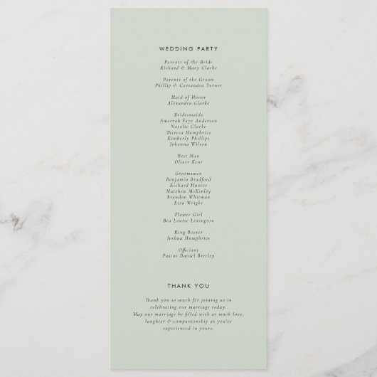 Watercolor Snowy Evergreen Woodland Winter Wedding Programm (Rückseite)