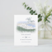 Watercolor, Snowy Mountain, Winter Wedding Einladung (Stehend Vorderseite)