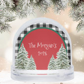 Watercolor Snowy Trees With Black Plaid Schneekugeln