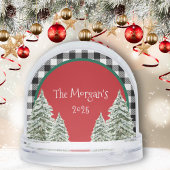 Watercolor Snowy Trees With Black Plaid Schneekugeln