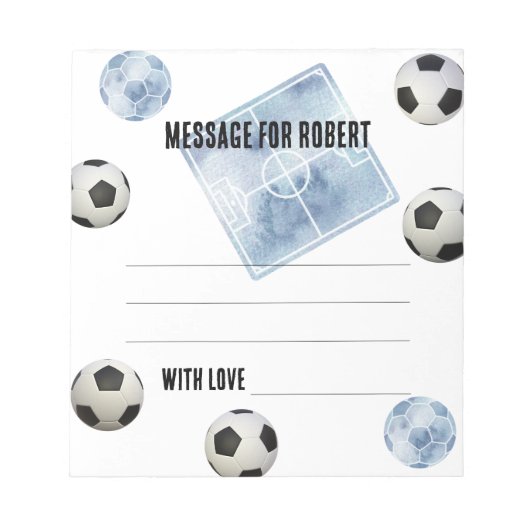 Watercolor Soccer Birthday time capsule message Notizblock (Vorderseite)