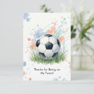 Watercolor Soccer Boy's Birthday Party Dankeskarte