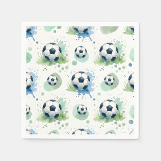 Watercolor Soccer Boy's Birthday Party  Serviette