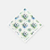 Watercolor Soccer Boy's Birthday Party  Serviette (Ecke)