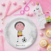 Watercolor Soccer Player Stick Boy Beautiful Pappteller (Party)
