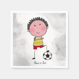 Watercolor Soccer Player Stick Boy Beautiful Serviette