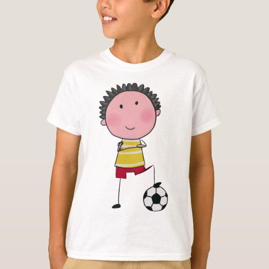 Watercolor Soccer Player Stick Boy Beautiful T-Shirt (Vorderseite)